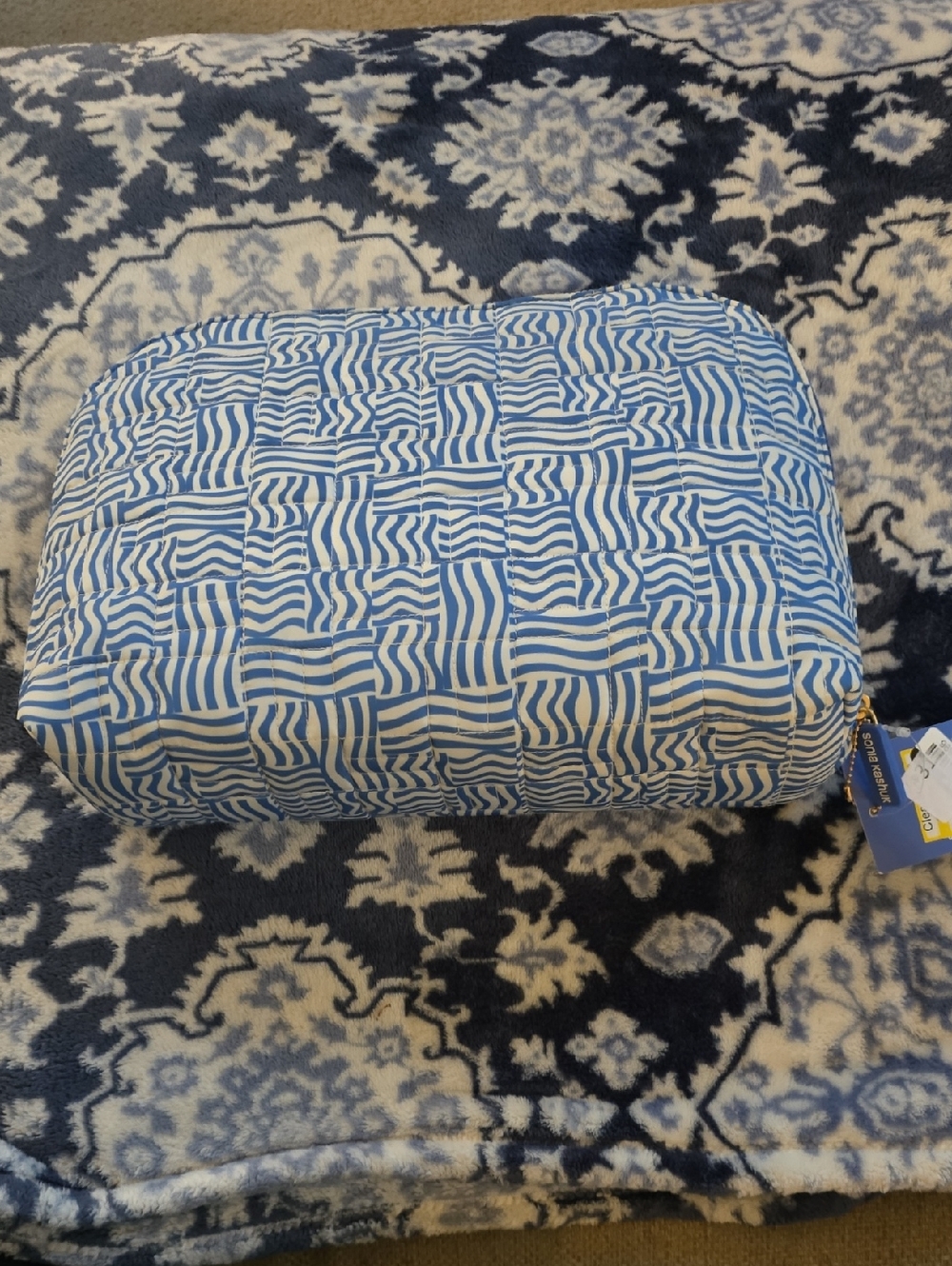 Sonia Kashuk Blue and White Striped Quilted Dome Case